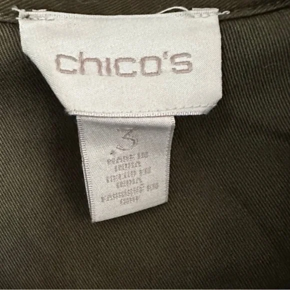Chico's Olive Embroidered Utility Jacket - Picture 3 of 3
